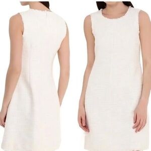 Banana Republic Tweed Shift Dress Women’s Size 14 Ivory with Pockets 37”